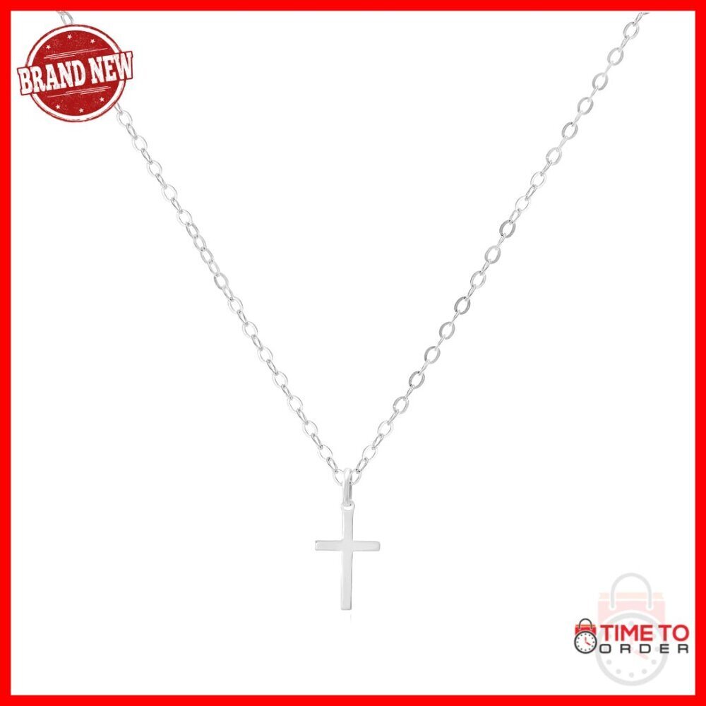 Sterling Silver Cross Pendant Necklace Minimalist Dainty Hypoallergenic Chain